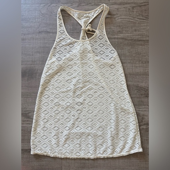 Roxy Open Stitch Crochet Ivory Sleeveless Tank Dress Cover Up Size Small - Picture 1 of 6